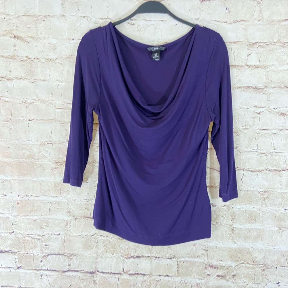 H&M purple cowl neck long sleeve shirt small - Picture 4 of 9